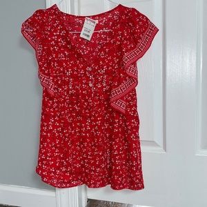 Red floral max studio shirt nwt